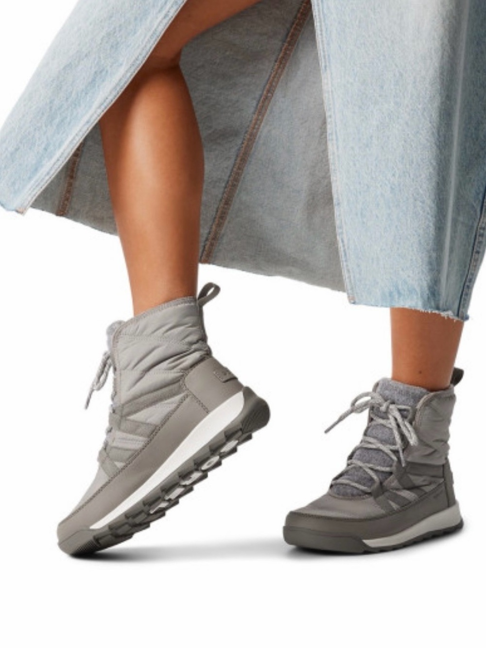 Sorel Whitney gray lace up waterproof boot